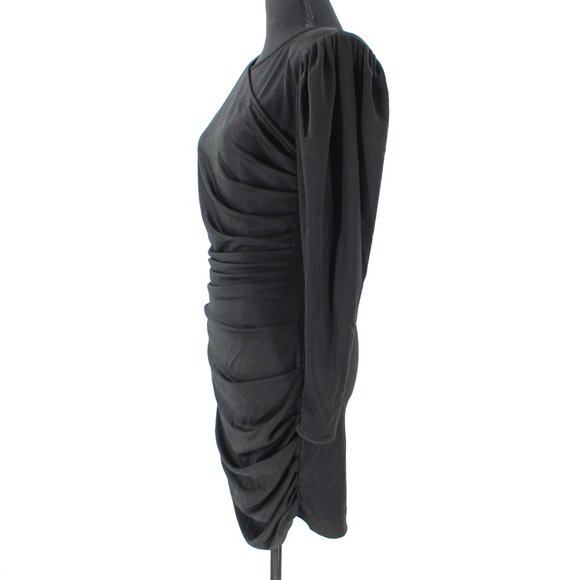 Anine Bing Alaia Black Ruched Dress Draping Long Sleeve Mini X-Small XS NEW - Picture 5 of 9